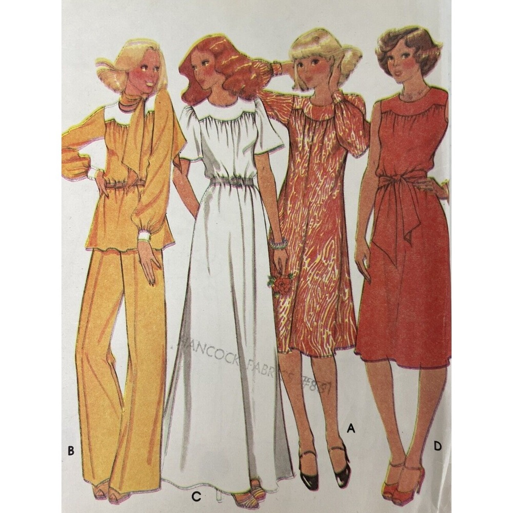Vtg 1977  Simplicity 5492 Pattern Retro Belted Dress Top Pants